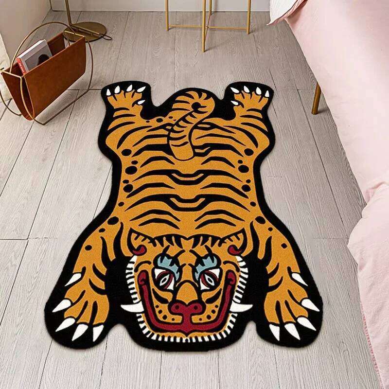 VIKAMA Cartoon Tiger Carpet - Durable and Easy to Clean Home Decor Living Room Sofa Coffee Table Bedside Rug for Bedroom W260226