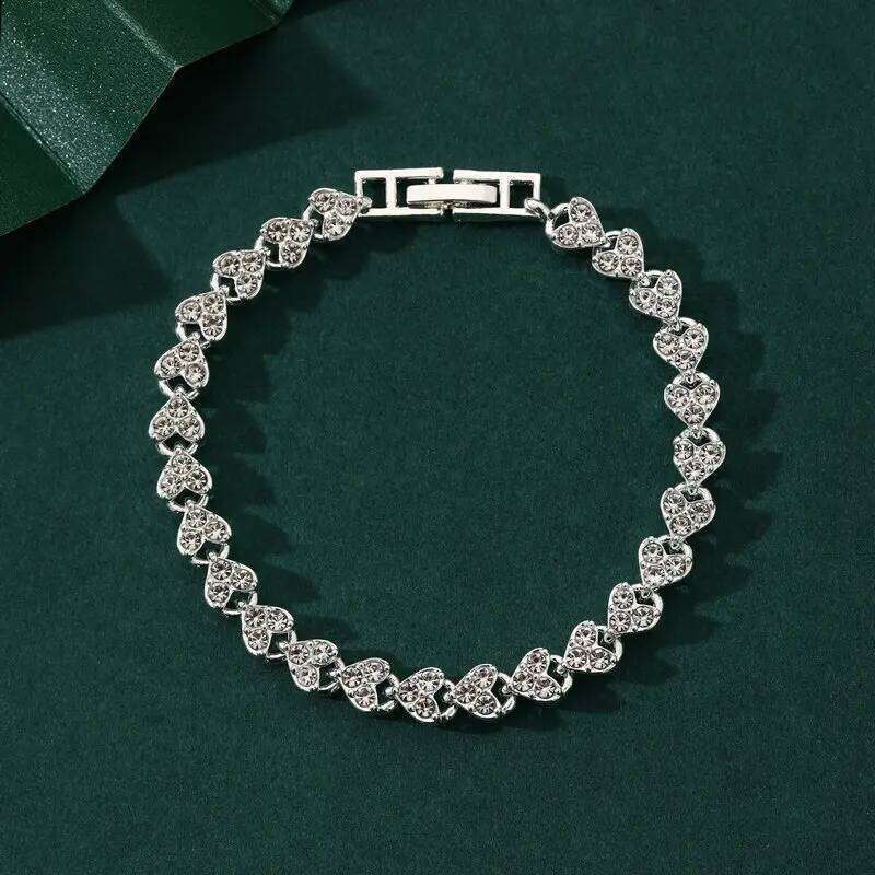 Chain-link tennis Roman chain bracelet, women's zircon crystal diamond-encrusted fashion jewelry, full-diamond silver Z260225