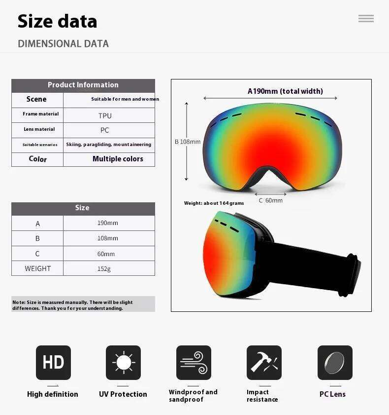 JSJM NEW Professional Adults Outdoor Sports UV400 Ski Mask Anti-fog Snowboarding Snowmobile Glasses Skiing Goggles Z260225