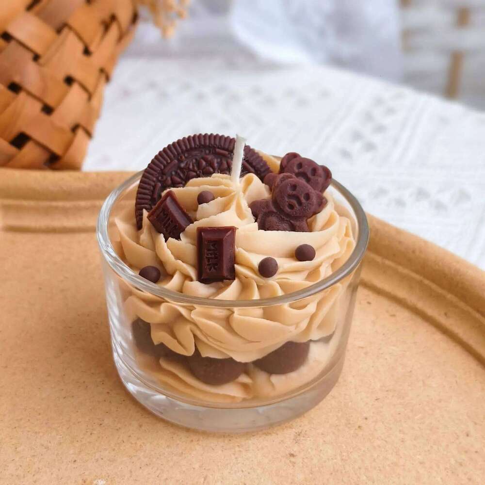 Handmade Mousse Cup Dessert Cake Scented Candle - Vanilla Chocolate Mango Strawberry Cream Creative Gift for Home W260226