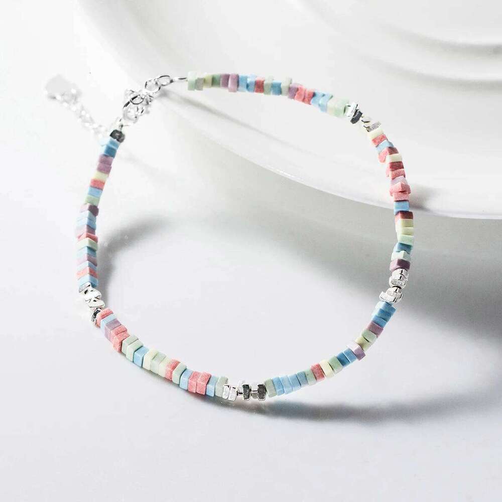 MODIAN 925 Sterling Silver Punk Colorful Square Bracelet Rainbow Color Chain Link Platinum Plated For Women Fine Jewelry Z260225