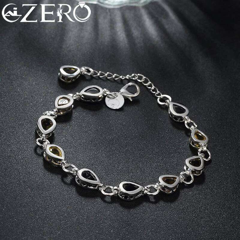 Wholesale 925 Sterling Silver Noble Charm Bracelets Zircon Chain Crystal Jewelry Fashion for Women Wedding Lady Cute Z260225