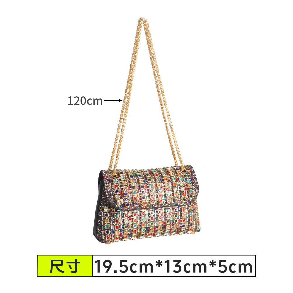Hot Selling Women's Bag Cross-Border European and American Style Gold Chain Sparkling Diamond Underarm Bag Evening Bag Fashion Handbag Retro Sing