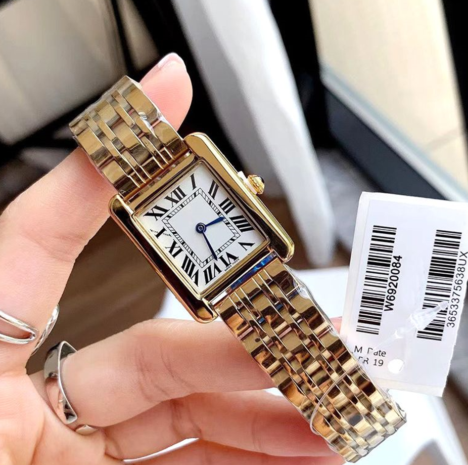 Luxury Womens Square TANK Watch Designer Watches Premium Quartz Movement Stainless Steel Bracelet Sapphire Glass Waterproof women Wristwatches #399