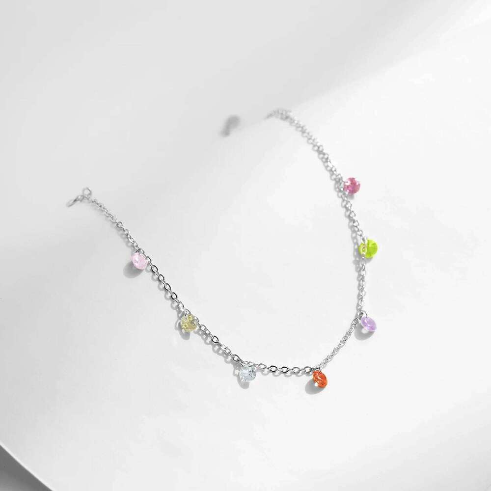 MODIAN Rainbow Colorful Zircon 925 Sterling Silver Fashion Delicate Link Chain Bracelet For Women Girls Fine Jewelry Z260225