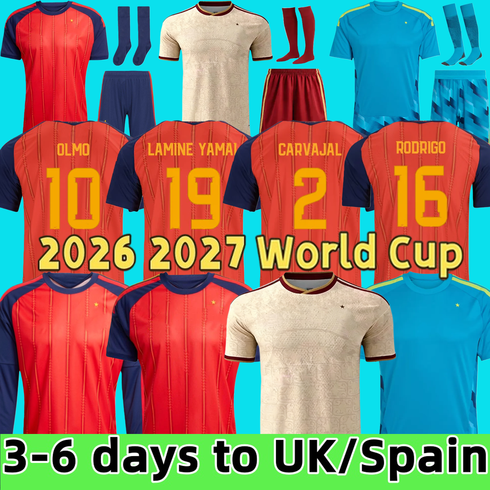 2026 Spain soccer jerseys PEDRI 2026 2027 Espana MORATA CARVAL fans Player football shirt men woman kids kits OLMO FERRAN RODRIGO LaMiNe YAMAL RAUL