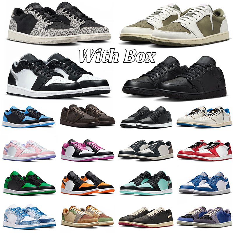 with box designer shoes men women 1 1s triple black white brown blue pink blue basketball travisscot travi travis trainers jordans1shoes low outdoor sports sneakers