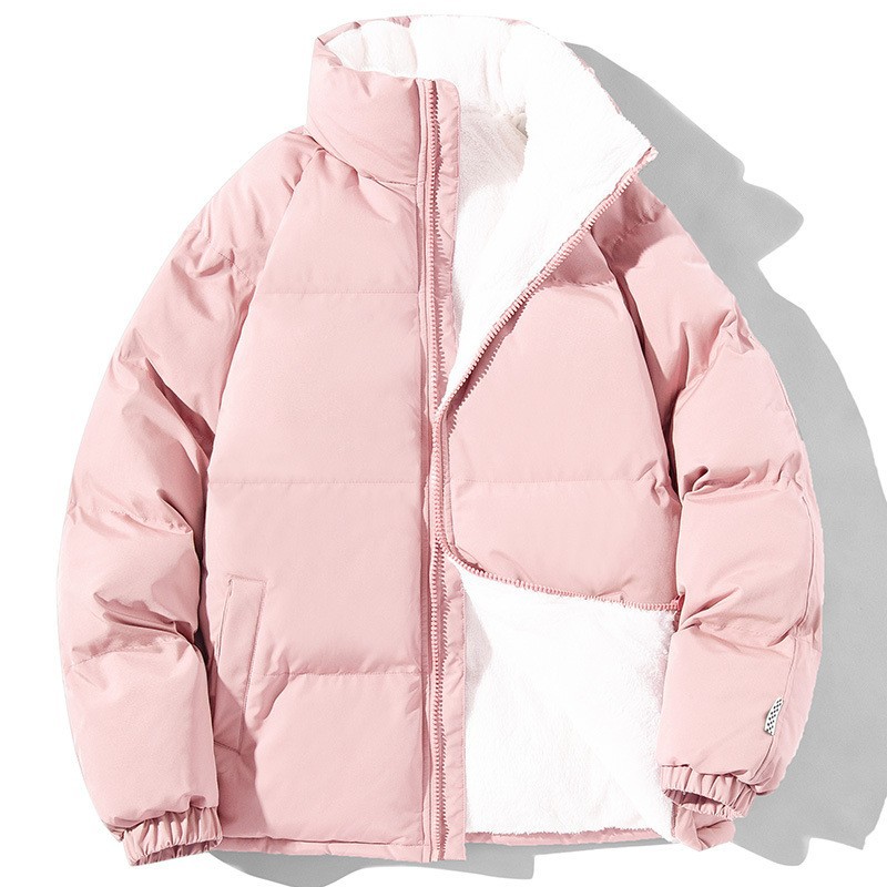Men's Winter Down Cotton Jackets, Youth Style Thickened Fleece Lined Warm Coats, Loose Trendy Casual Outerwear