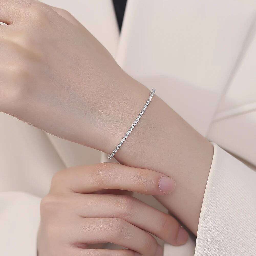 YLMyself 925 Sterling Silver Tennis Bracelet 1.5mm White Cubic Zirconia Fine Jewelry Anniversary Wedding Gift 15-18CM for Women Z260225