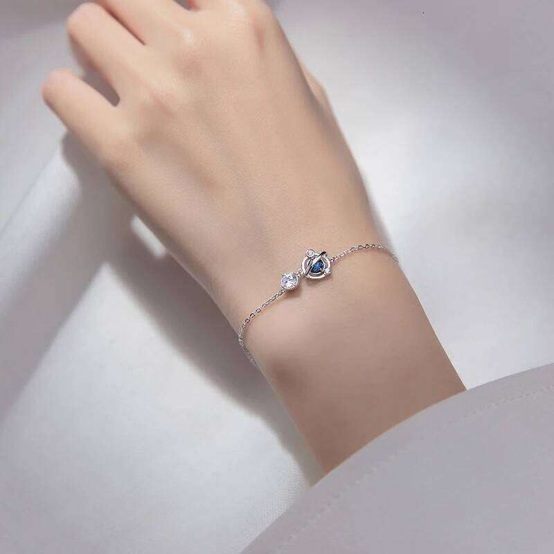 Modian Hot Sale 925 Sterling Silver Blue Crystal Planet Chain & Link Bracelets For Women Fashion Wedding Korea Style Jewelry Z260225