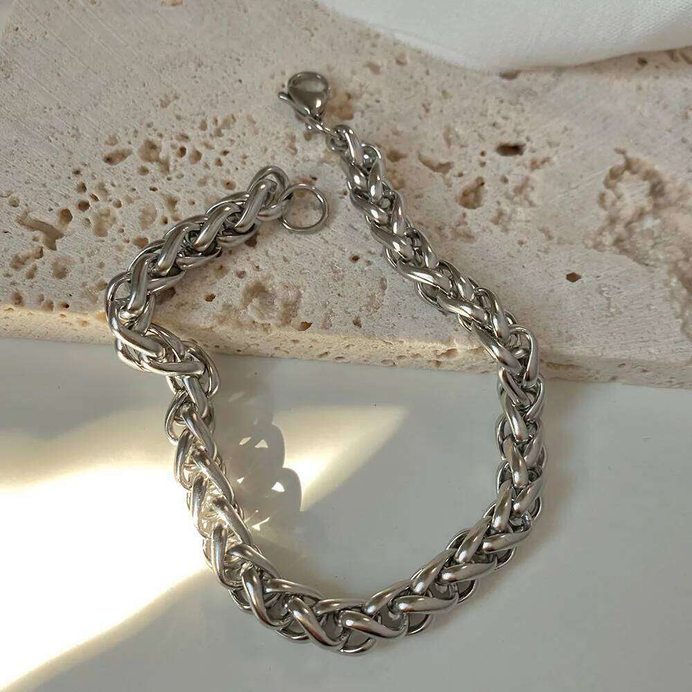8MM punk trend twist chain men's titanium steel personalized bracelet Z260225