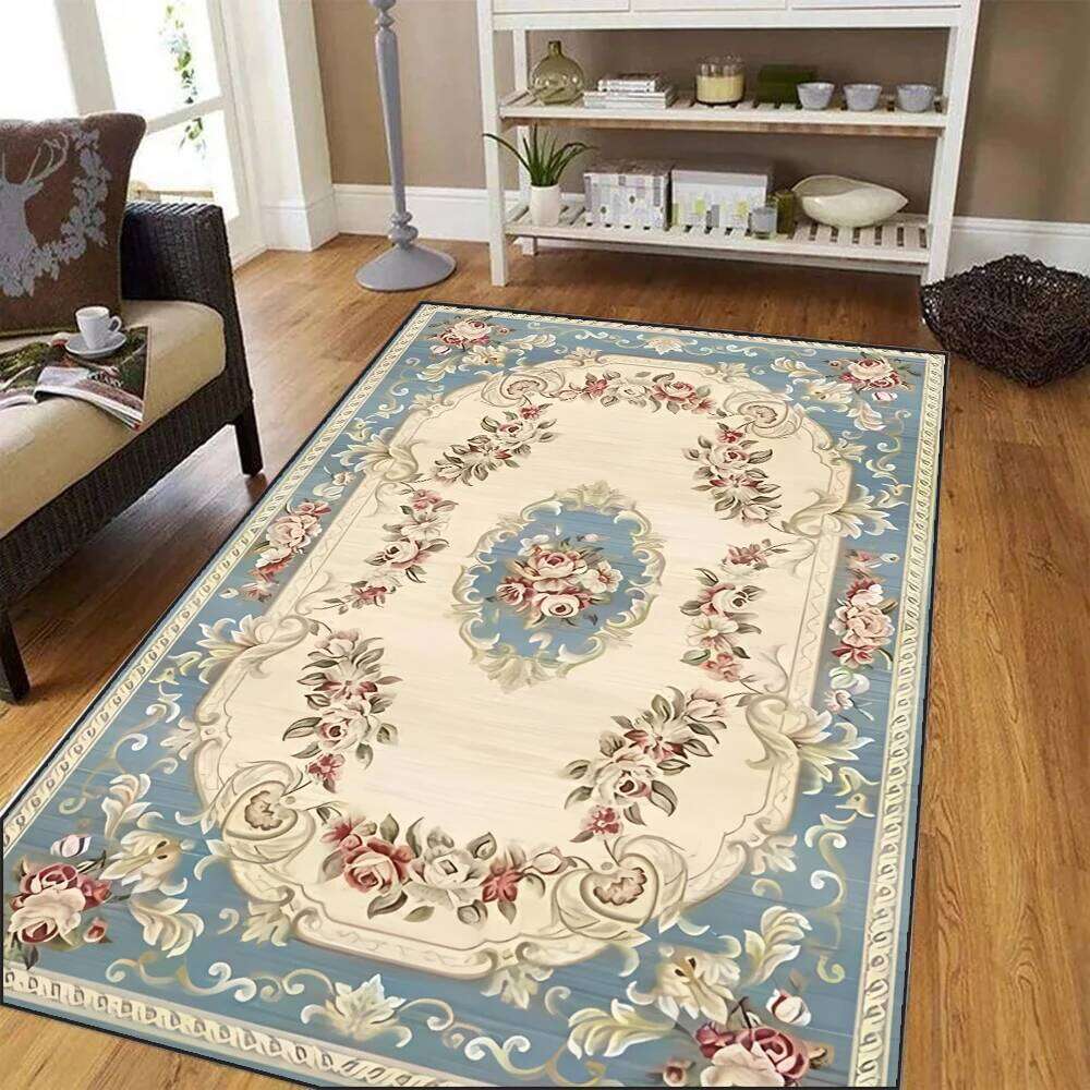 European Retro Floral Large Carpet for Living Room Luxury Persian Decor Rug Non-slip Bedroom Cloakroom Washable Soft DoorMat W260226