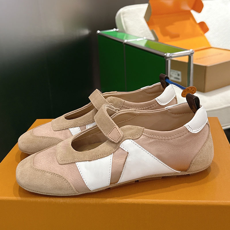 Luxury brand women Mary Jane Sneakerina designer Lady cool suede calf leather upper comfortable casual womans flat shoes nylon buckle top quality