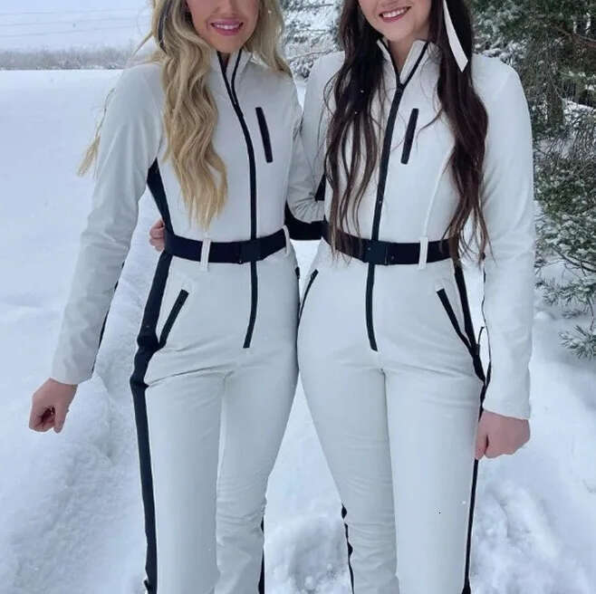 2026 winter patch work long sleeved waterproof and windproof ski suit full set of women's elegant skateboard jumping suit