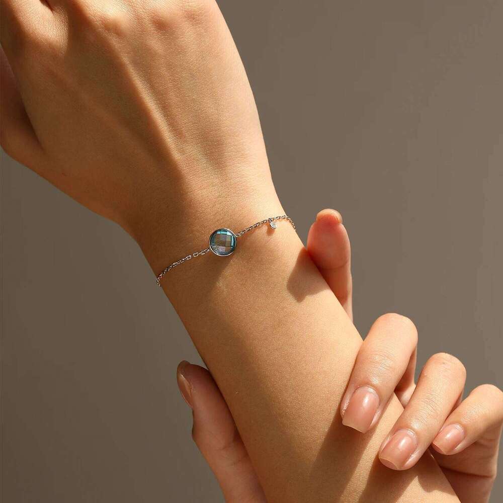 MODIAN 925 Sterling Silver Simple Round Blue Cubic Zirconia Long-termism Daily Trendy Bracelets For Women Fine Jewelry Z260225