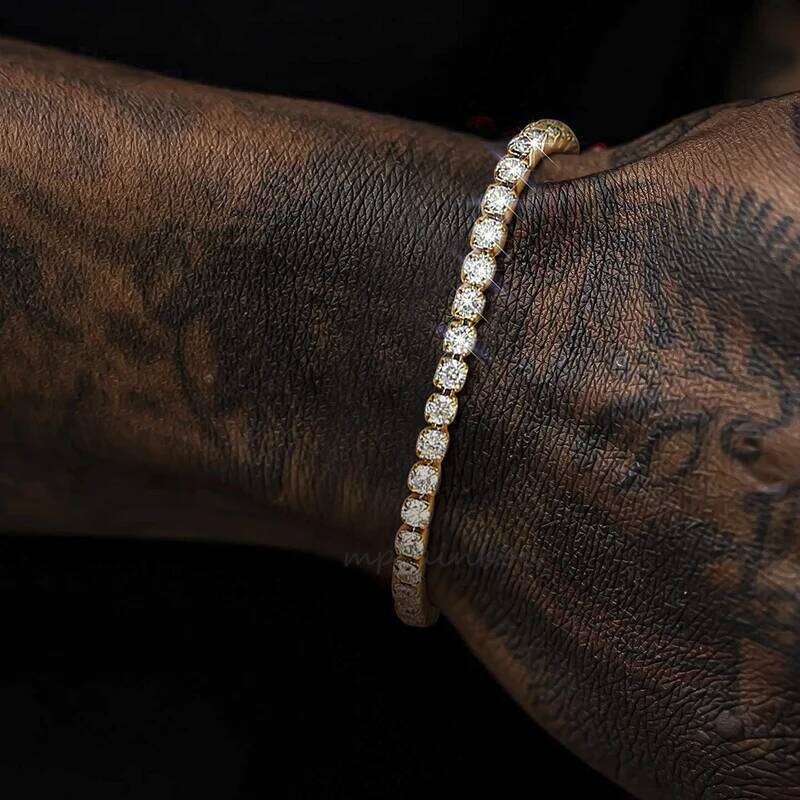 Tennis Gold Plated, Stainless Steel 3mm CZ Stone Anklet Bracelet for Men Women Jewelry Z260225