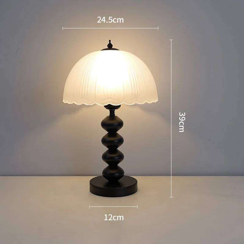 French Retro Bedroom Medieval Glass Homestay Chinese Study Small Desk American Light Luxury Bedside Lamp H260225