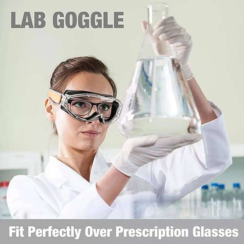 Industrial Grade Safety Goggles, Anti Fog Clear Lens Lab Goggles Fit Over Glasses for Men and Women Eye Protection Z260225