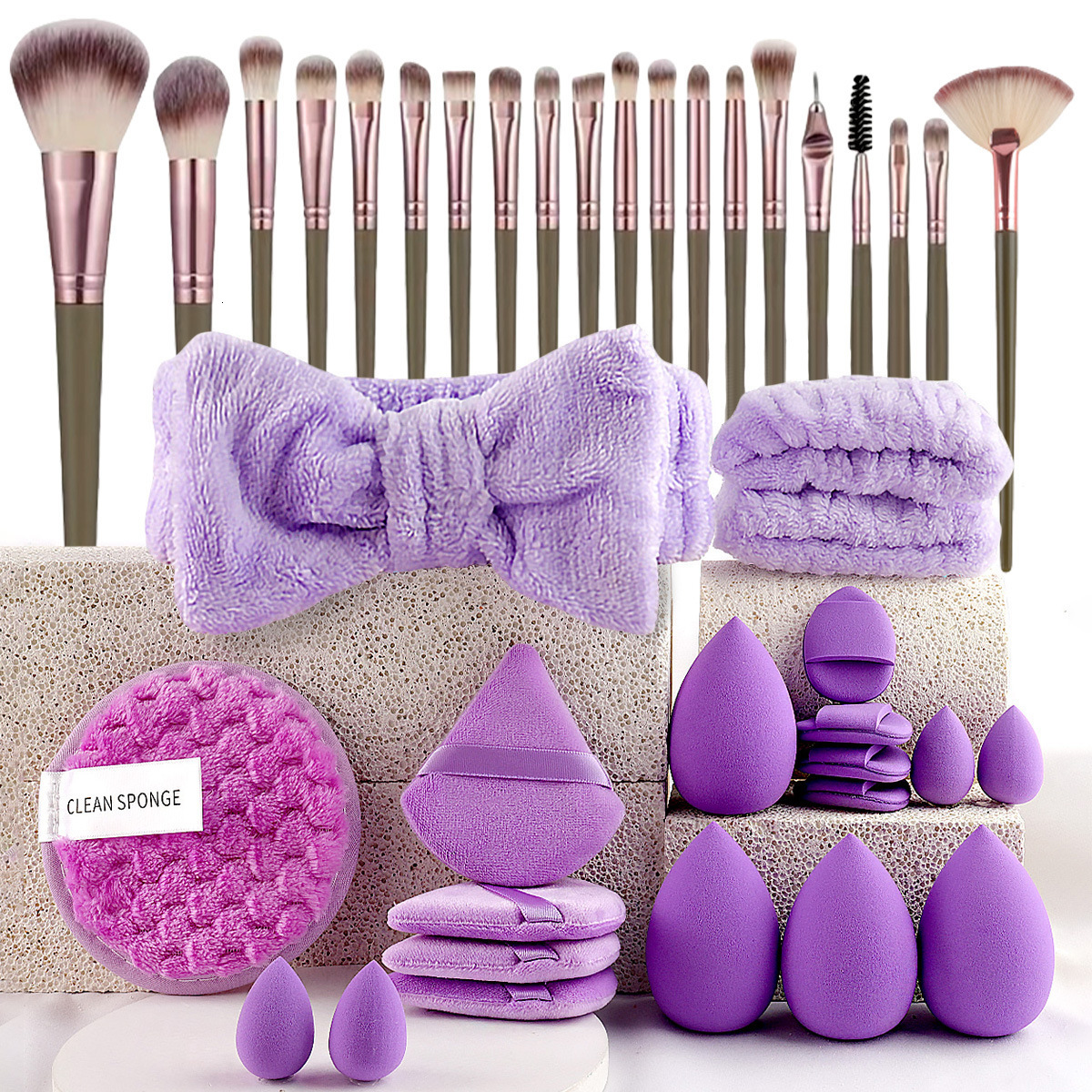20 Pcs Pink Makeup Sponge and Makeup Puff Set Suitable for Face Cream and Powder Concealer Powder Makeup Machine 250610