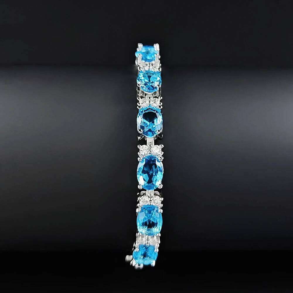 New Luxury SKY Blue Color Oval Bracelet Bangle for Women Anniversary Gift Jewelry Wholesale S6114 Z260225