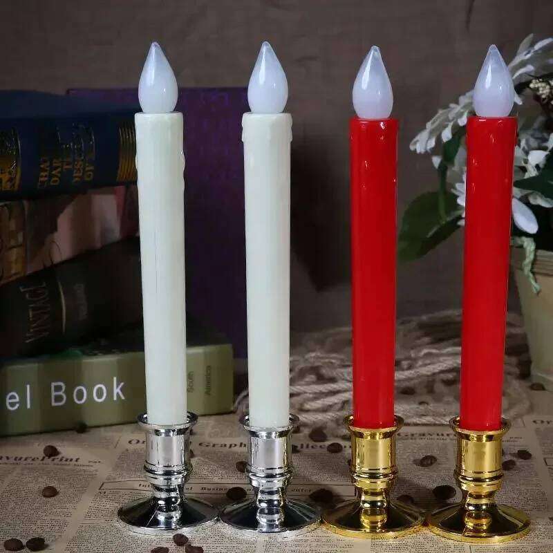 2/4pcs new standard plastic candle holders equipped with electronic candles for wedding, dinner, and party decoration tools W260226