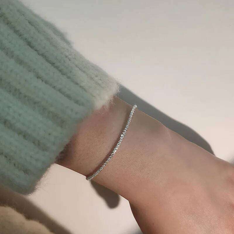 Silver Plated Fashion Simple Shiny Chain For Women Minimalist Adjustable Charm Bracelet Wedding Party Jewelry Girl Gift Z260225