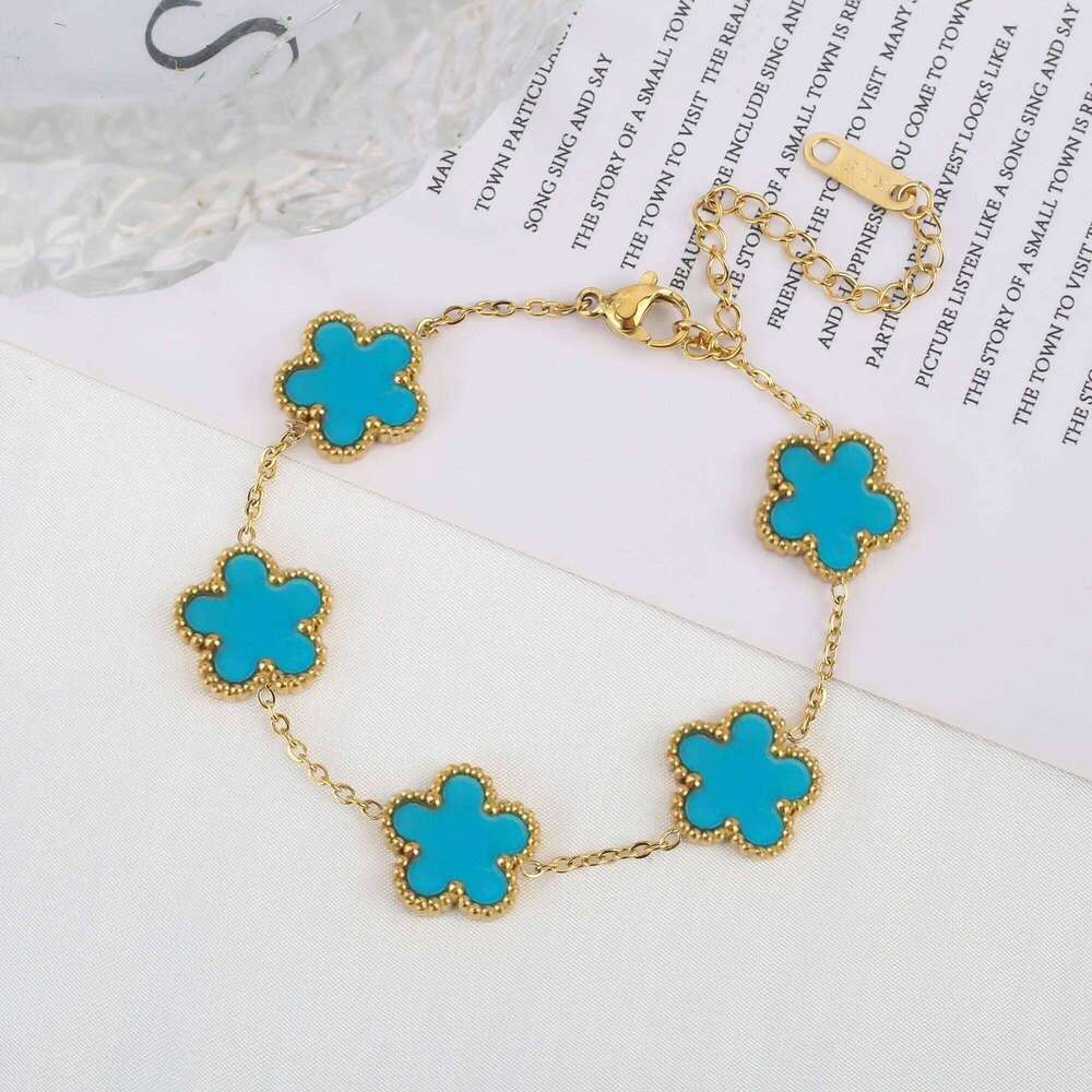 Color clover stainless steel new plant five-leaf flower bracelet hot jewelry gifts for women Z260225