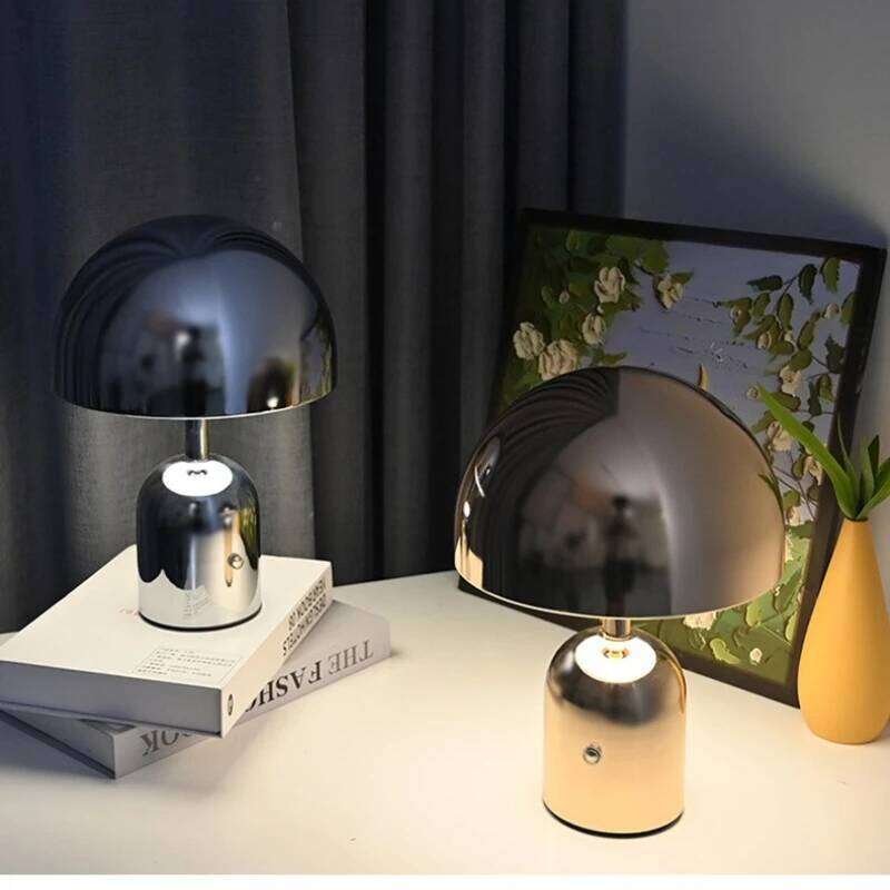 LED Luxury Bedside Lamps Mushroom Metal Glossy Bedroom Night Desk Table Lamp Rechargeable Stepless Dimming Atmosphere Ornament H260225