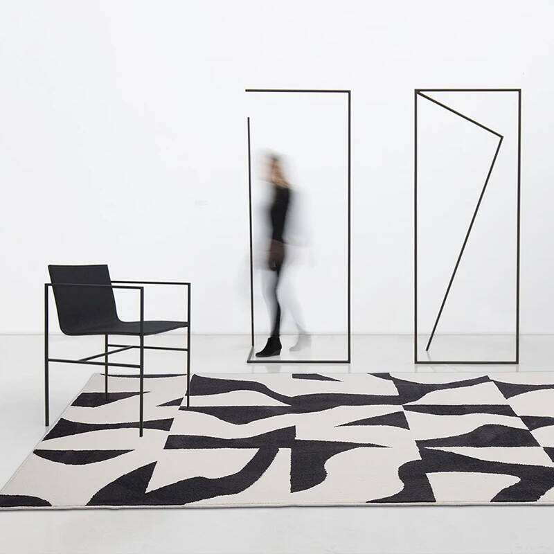 Modern Luxury Carpets for Living Room Fluffy Soft Plush Rug Black White Lines Bedroom Decor Carpet Large Area Washable Study Mat W260226