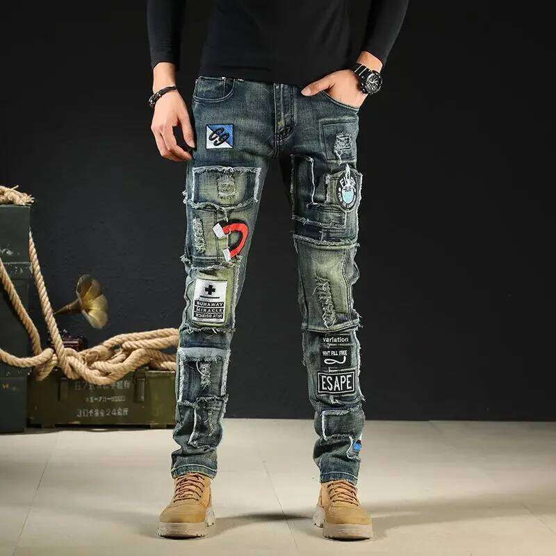 Trousers New Rock Work Wear Straight Jeans for Men Hip Hop Man Cowboy Pants with Pockets Casual Harajuku Classic Aesthetic Denim Z260225