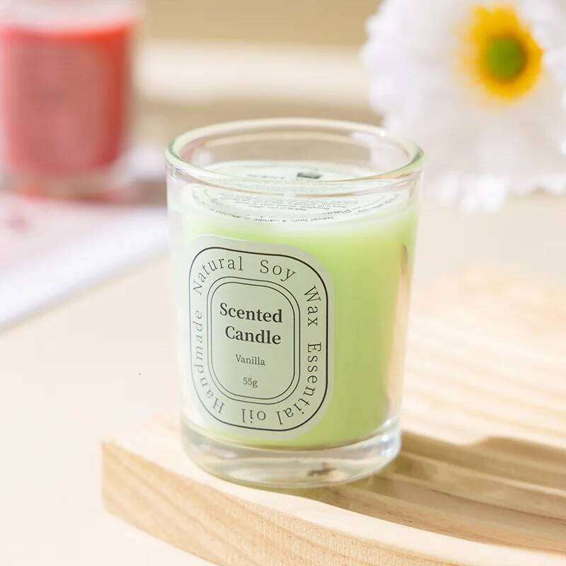 Dopamine Colorful Glass Cup Scented Candle CreativediyOrnament Incense Plant Wax Gift Box Wholesale W260226