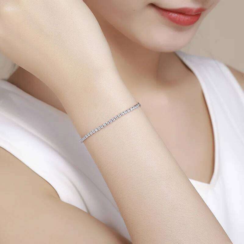 2mm 13.5 15-17cm Cluster CZ Link Chain Tennis Bracelets For Women Girls Friend Jewelry Thin Brass Gold Color Pulsera Bracciali Z260225