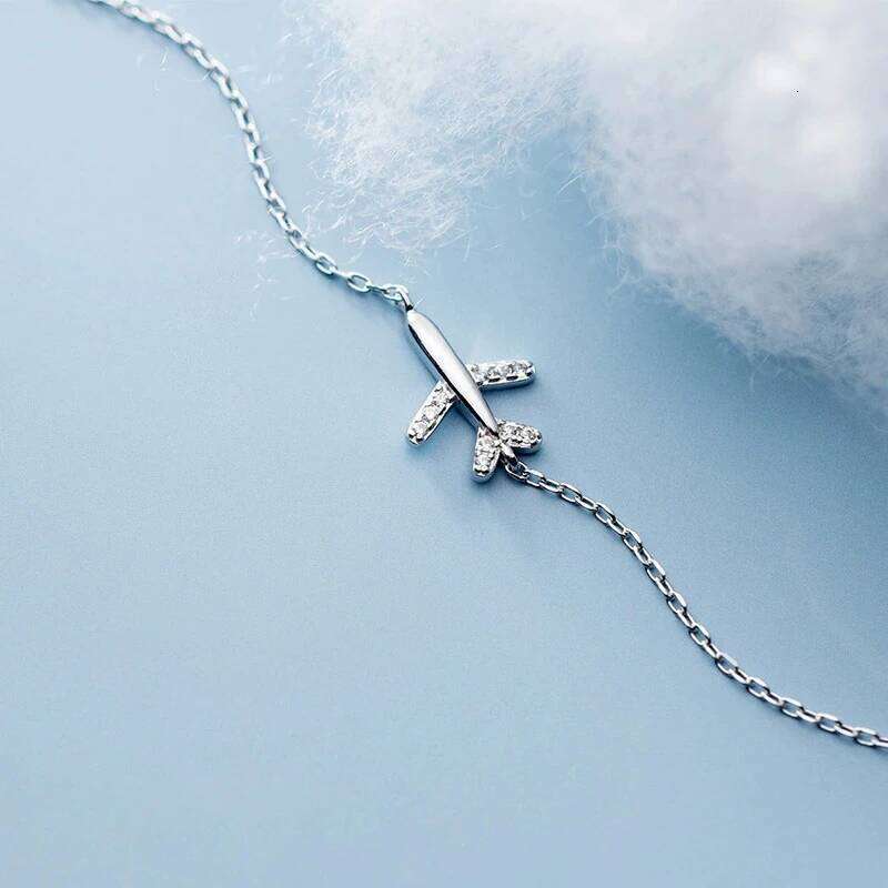 Modian Fashion 925 Sterling Sliver Luminous CZ Cute Mini Airplane Bracelet for Women Link Chain Korea Style Fine Jewelry Bijoux Z260225