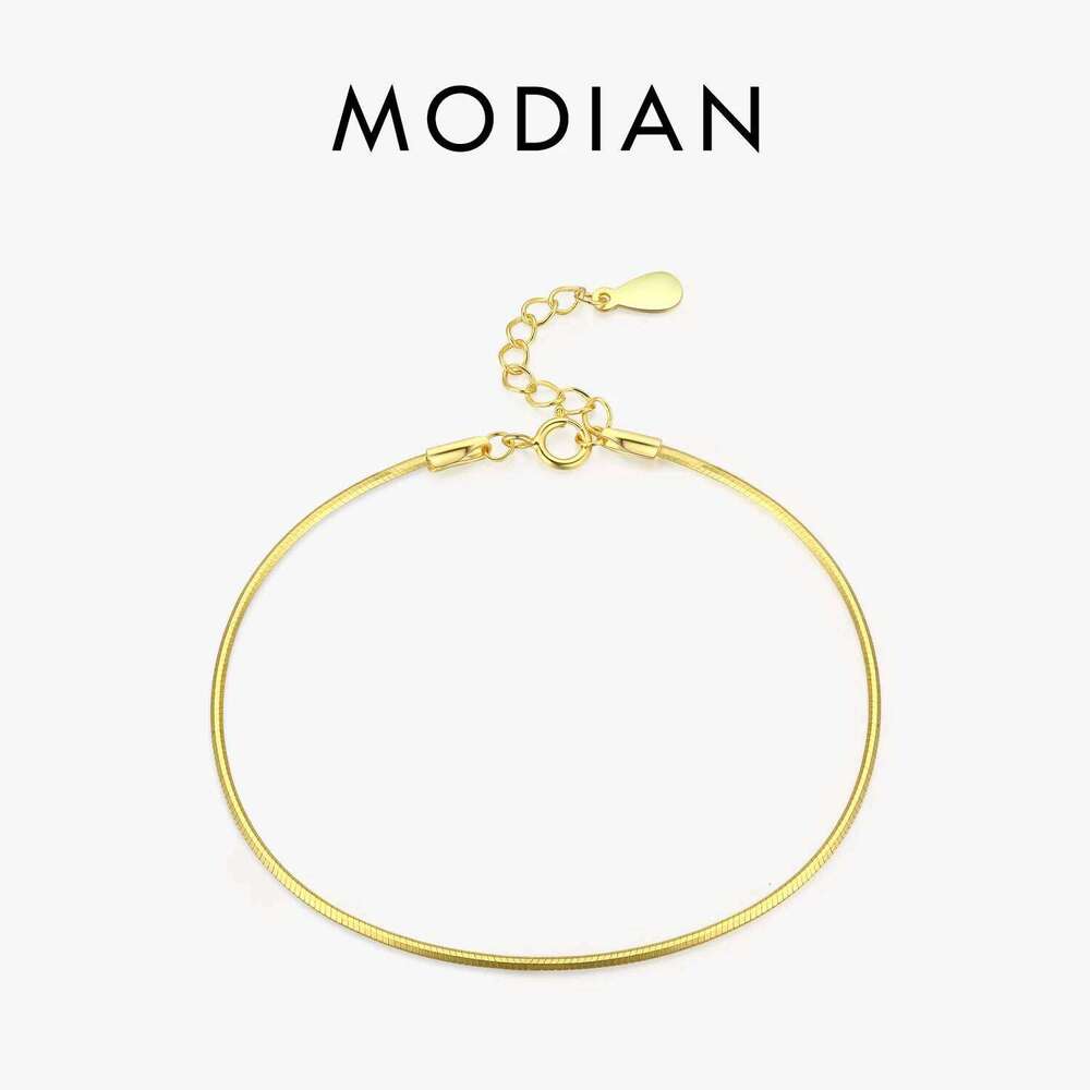Modian Solid 925 Sterling Silver Simple Charm Snake Chain Bracelet Trendy Gold Color Bracelets For Women Party Fine Jewelry Gift Z260225