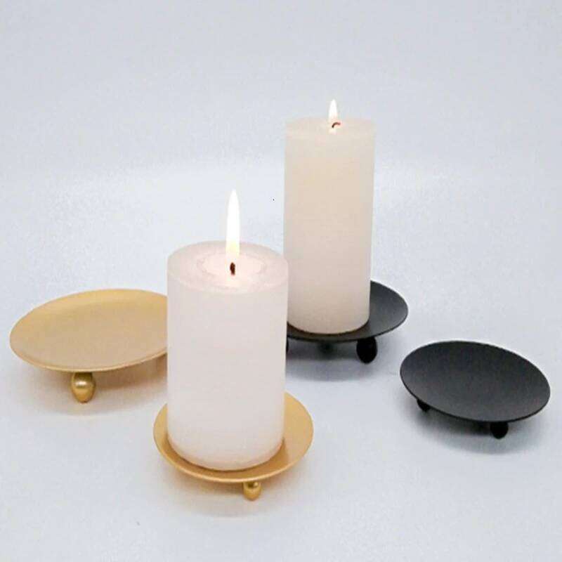 1PC Iron Holder Decorative Pillar Plate Pedestal Candle Stand for Wax Candles Spa Wedding Birthdays Party W260226