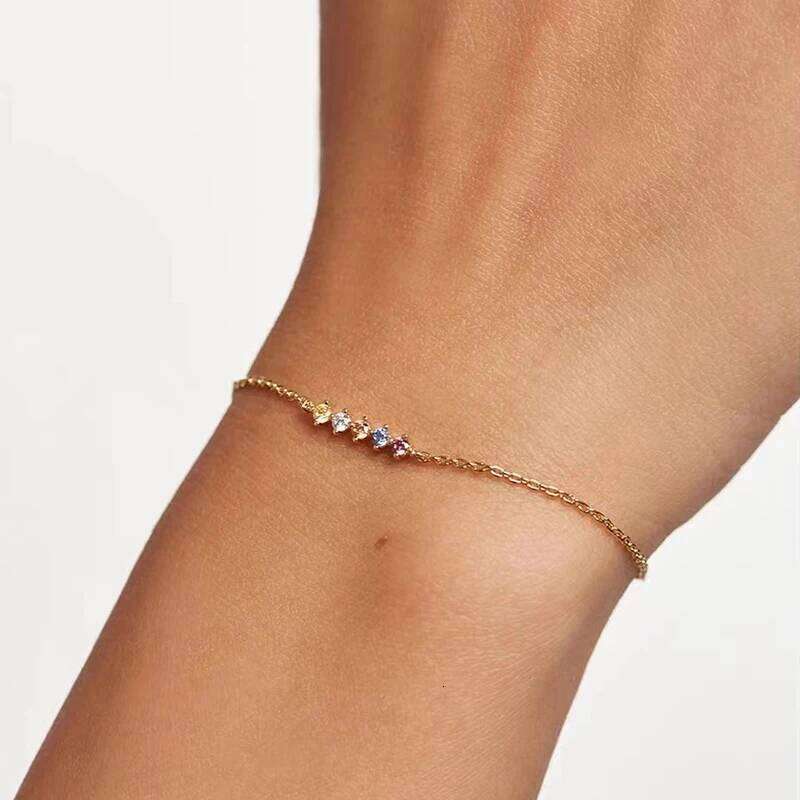 New 925 Sterling Silver Color Zircon Charm Simple Style Woman Bracelet Birthday Gift for Friends Exquisite Jewelry Z260225
