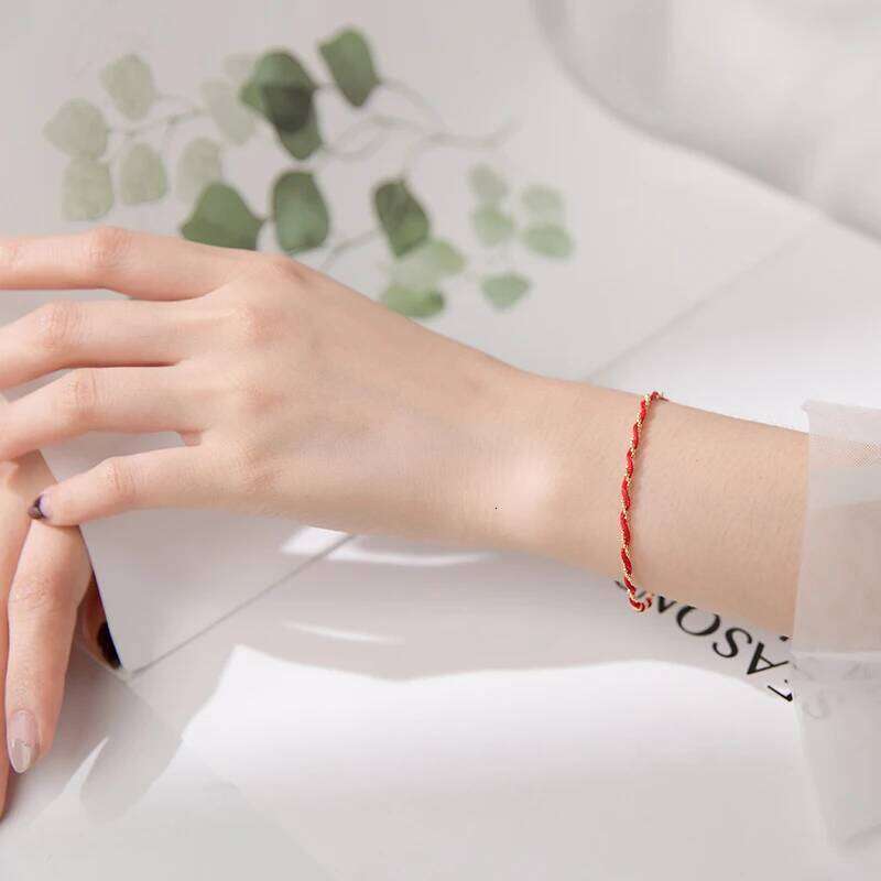 Modian Red Rope Beads for Women Fashion Pure 925 Sterling Silver Adjustable Geometric Link Chain Bracelet Fine Jewelry Z260225