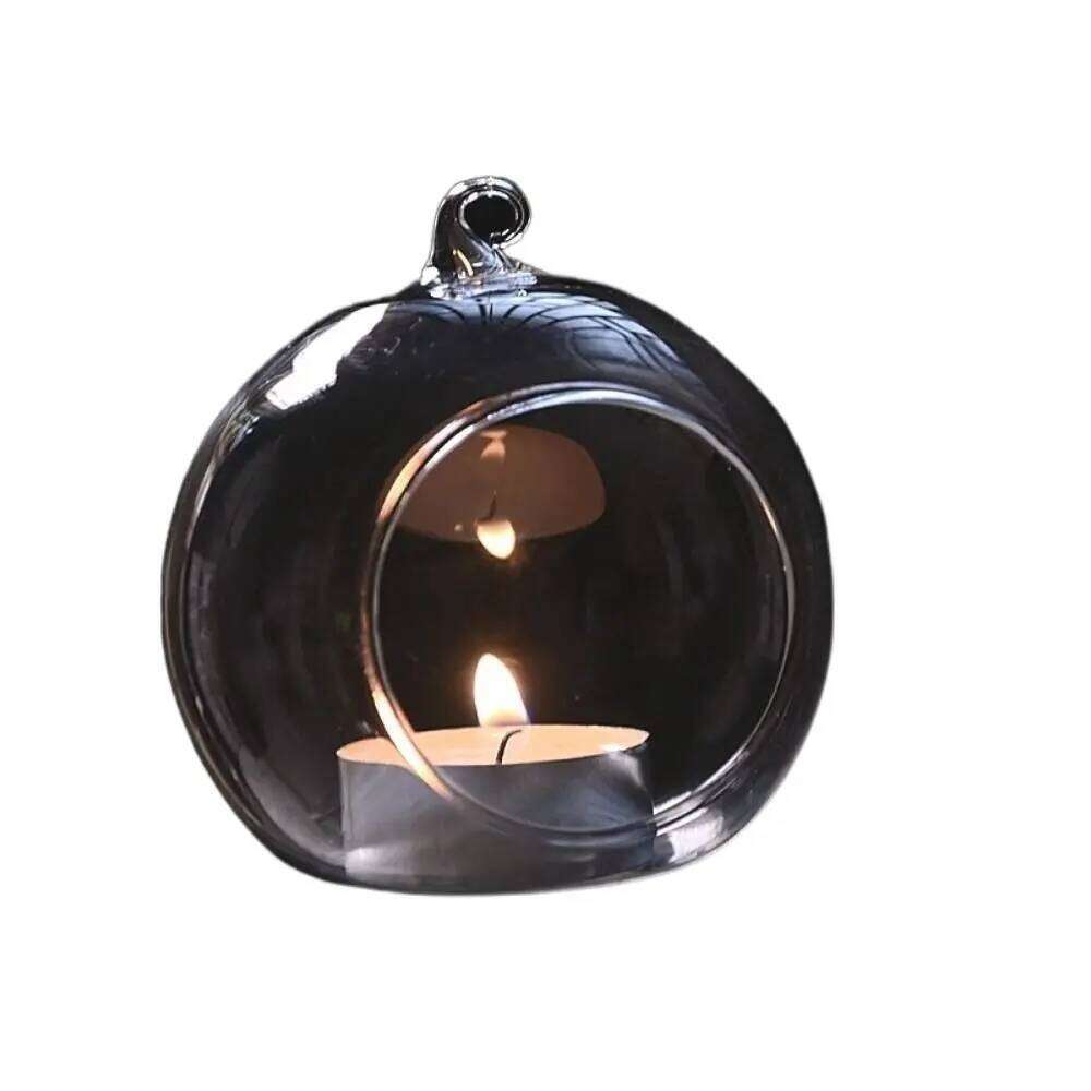 Glass Art Hollow Ball Container Heat-resistant Artistic Atmosphere Wedding Candle Holder Hanging Transparent W260226