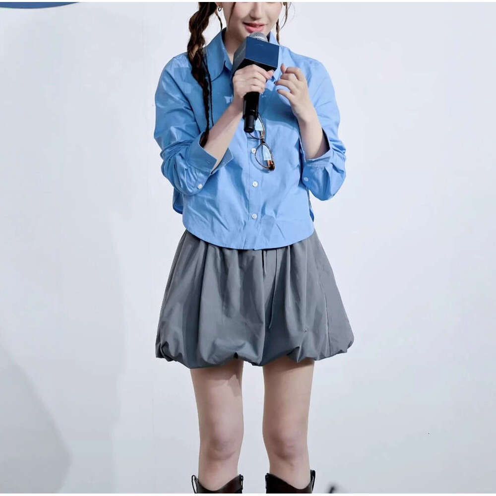 2026 Autumn/Winter Celebrity Versatile College Style Bear Knitted Cardigan Women's Blue Bottom Shirt