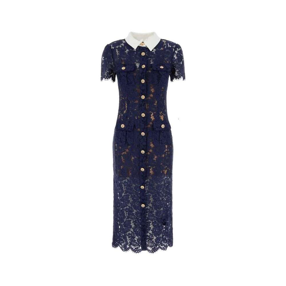 2026 summer designer fashion brand elegant and exquisite floral lace short sleeved slim long skirt