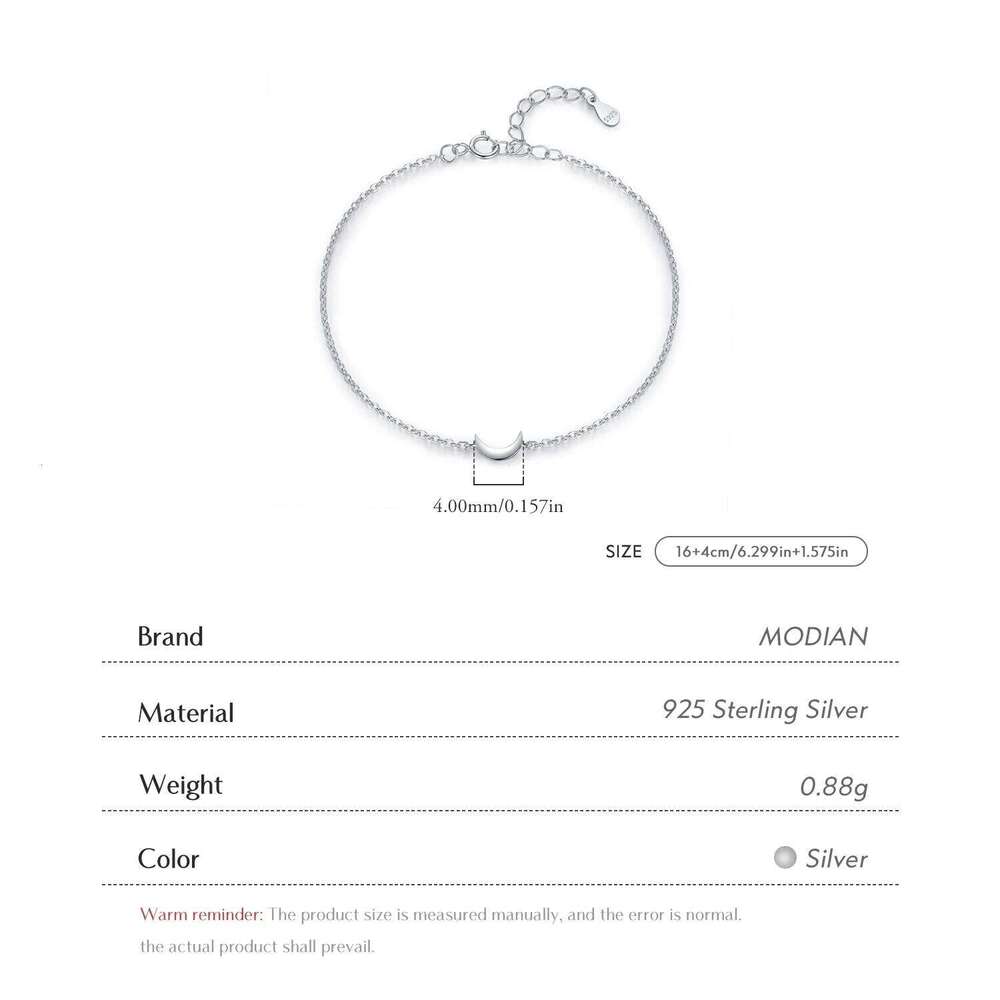 MODIAN Link Chain 925 Sterling Silver Polishing Simple Cute Moon Stackable Bracelet For Women Party Fine Jewelry Gifts Z260225