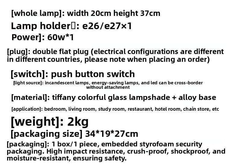 European rose restaurant cafe room bedroom bedside glass table lamp H260225