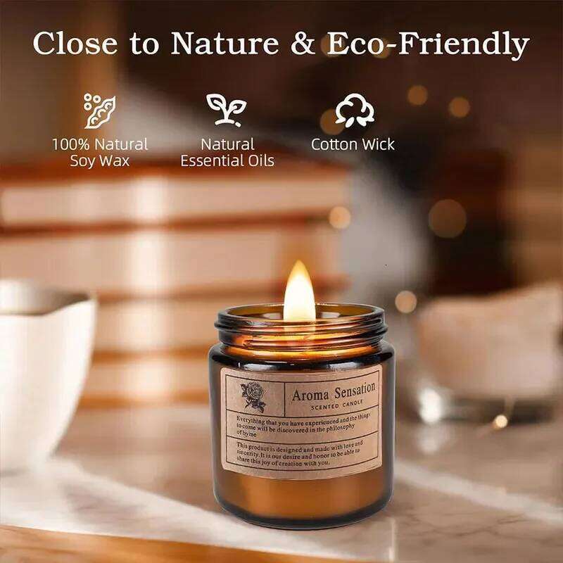 1pcs Brown Glass Cup Aromatherapy Candle Smokeless scented candle Suitable for Home Decoration Birthday Valentine's Day Gift W260226
