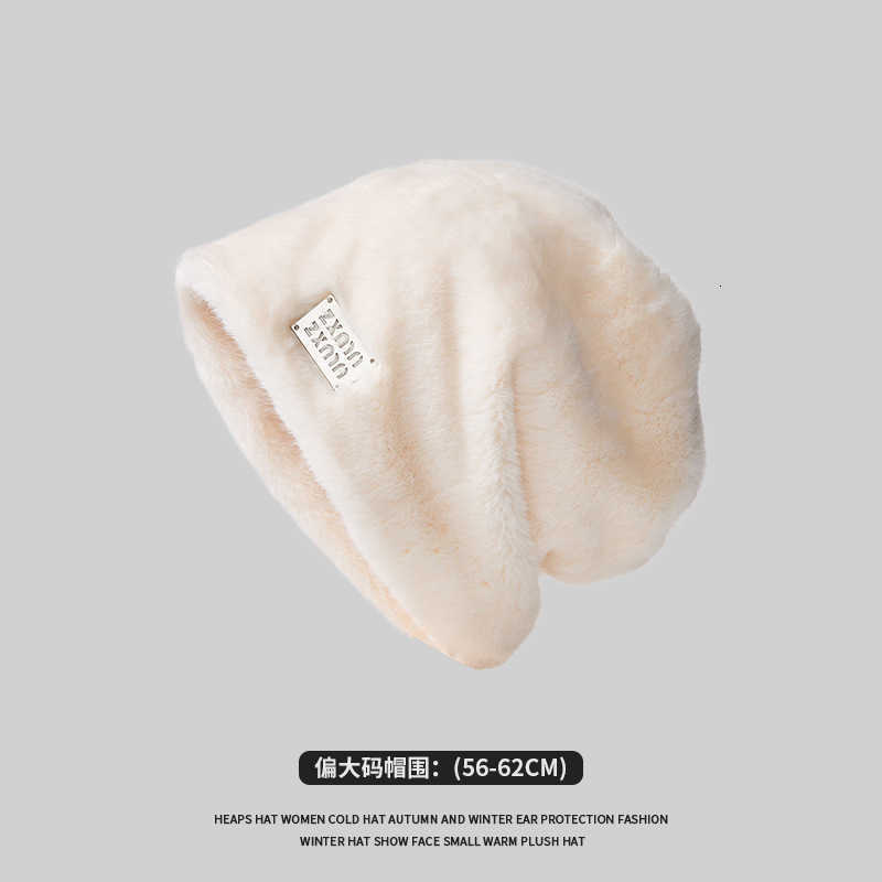 Rabbit Fur Pile Hat for Women Winter Warm Face Covering Cold-Proof Plush Fisherman Hat Large Head Circumference Postpartum Cold Hat S260225