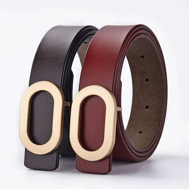 Women Luxury Designer Needle Hole Adjustable Belt Buckle Fashion Leather Jeans Waistband Girl High Quality Female Belts New Y260225