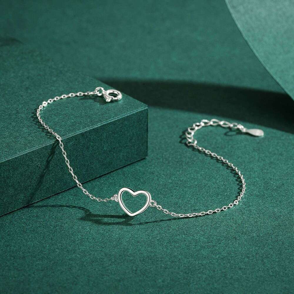 Modian Authentic 925 Sterling Silver Classic Simple Heart Link Chain Bracelet For Women Charm Fine Statement Jewelry Accessories Z260225