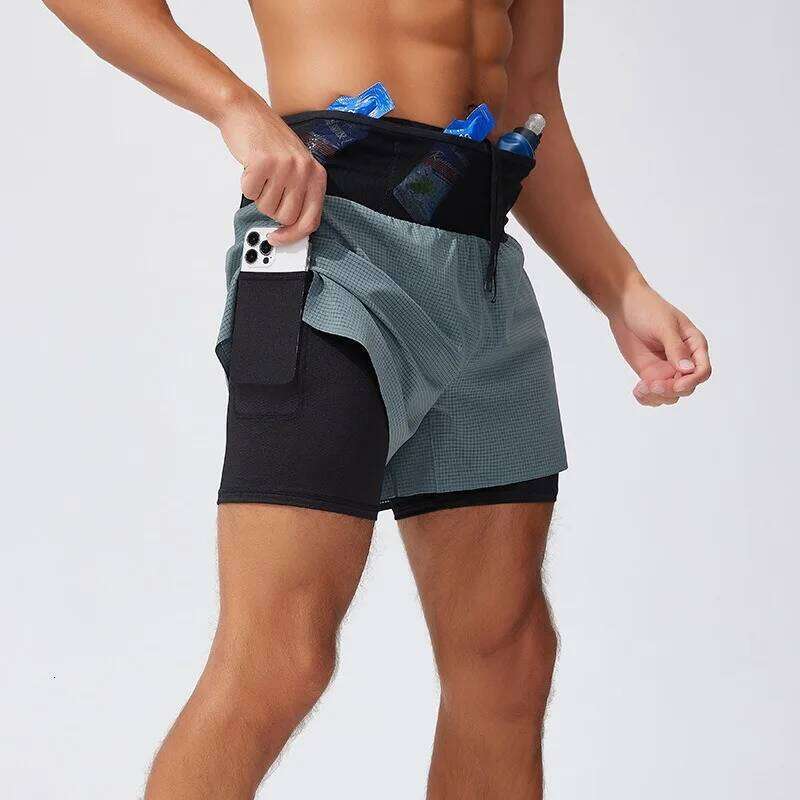 Men's Summer 2-in-1 Double Layer Shorts For Trail Running Marathon Fitness Basket Outdoor Hiking H260226