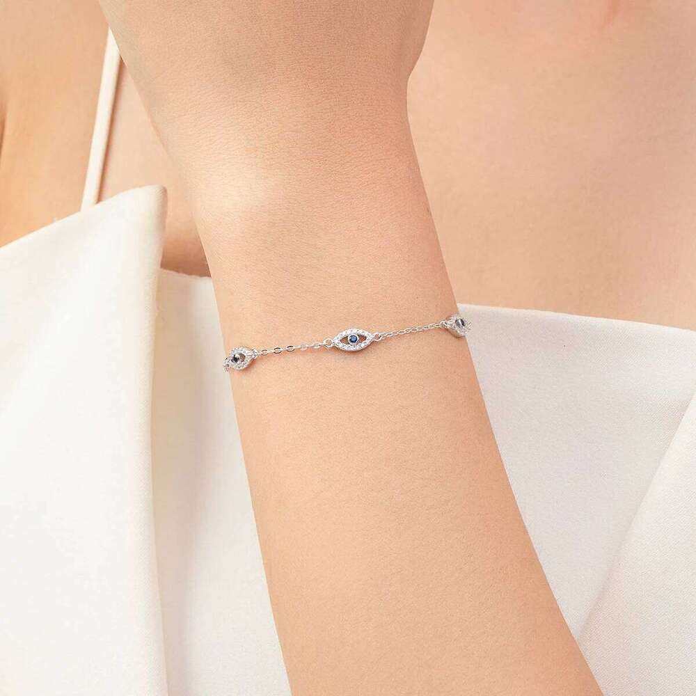 MODIAN 925 Sterling Silver Elegant Clear CZ Adjustable Bracelet For Women Korea Style Blue Eyes Chain Link Fine Jewelry Z260225