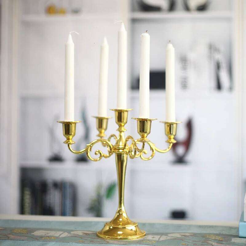 American Style Retro Candlestick Creative Three-headed Five-headed Metal Iron Candle Holder Romantic Dinner Table Decoration W260226