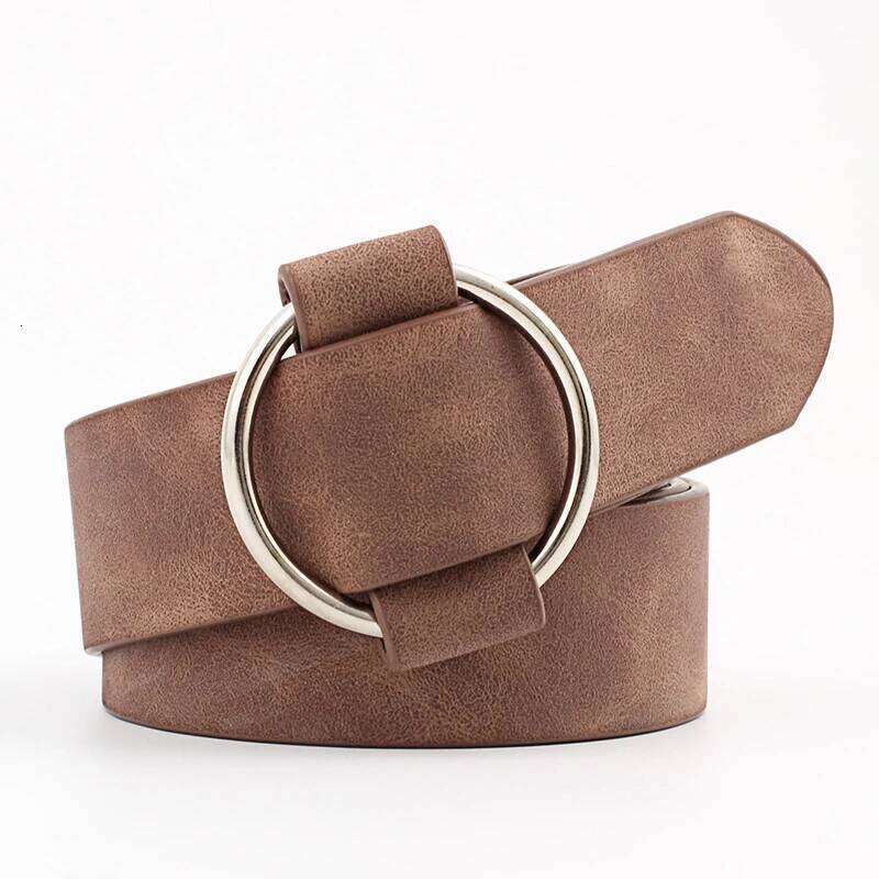 Trend Women Fashion Round Buckle Design Imitation Leather Simple and Versatile Youth Student Decoration Jeans Belt Y260225